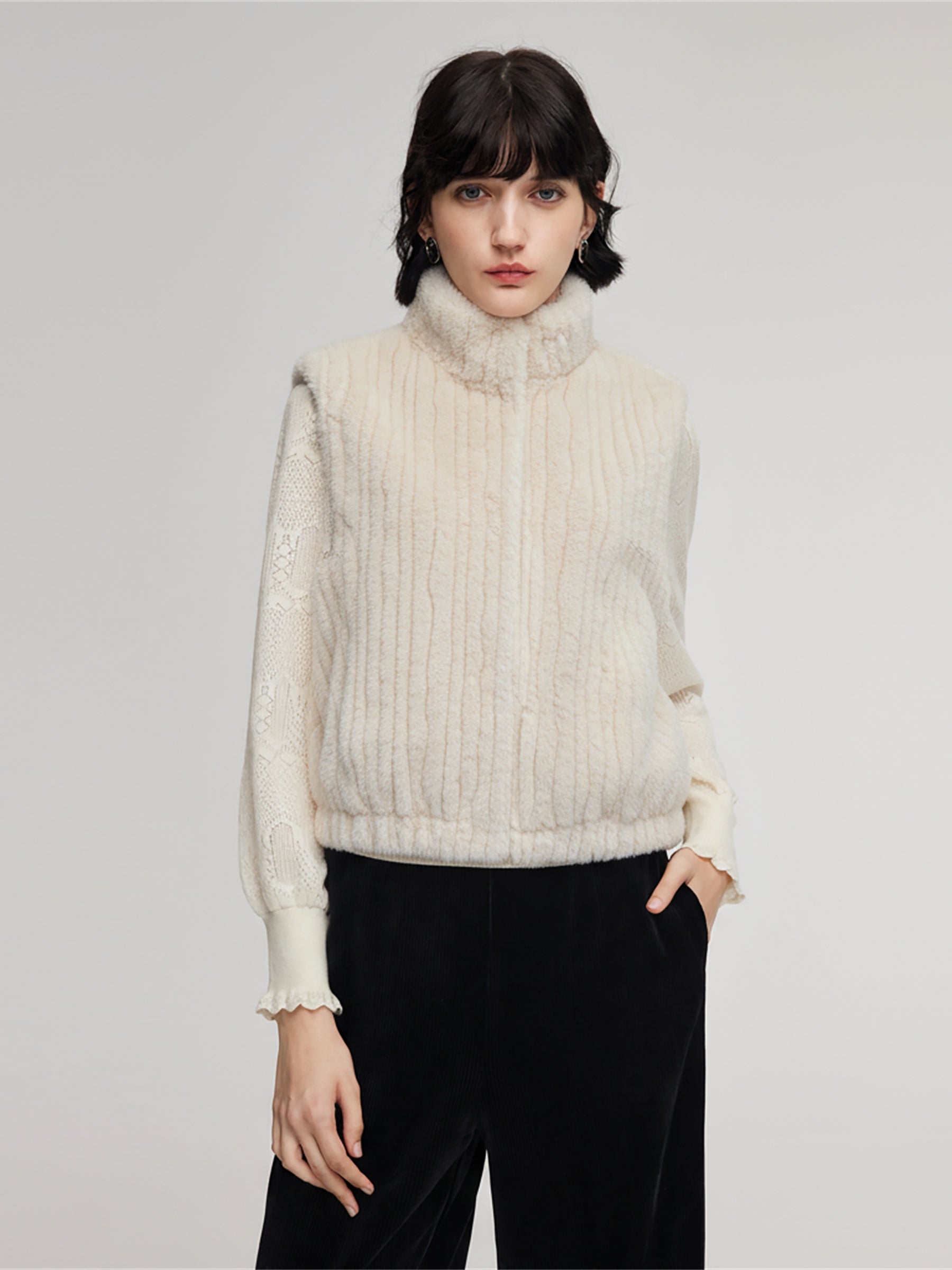 Eco-friendly Fur Button Up Women Vest GOELIA