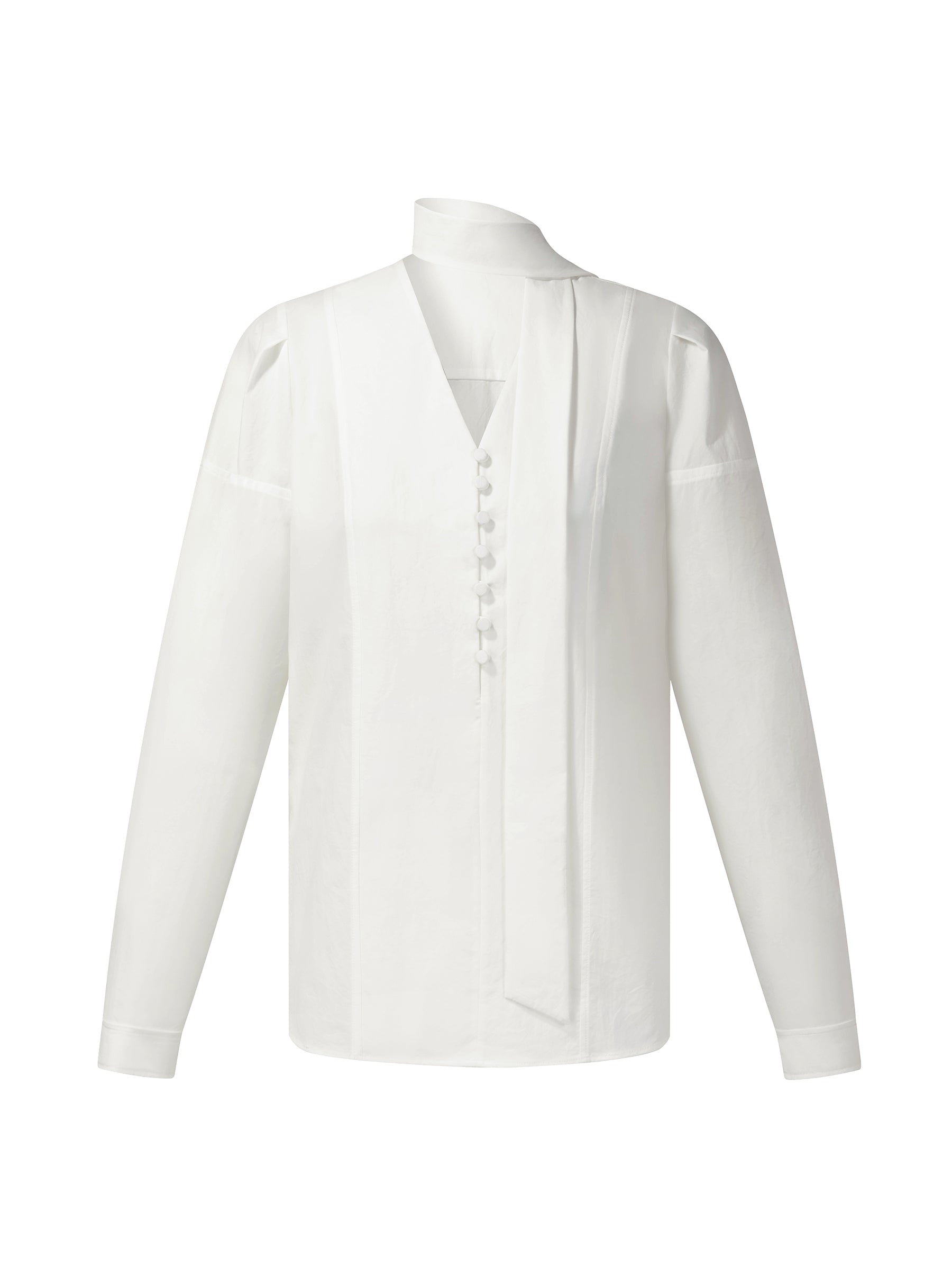 [Preview] V-Neck Long Sleeve Women Blouse With Ribbon GOELIA