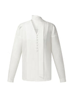 [Preview] V-Neck Long Sleeve Women Blouse With Ribbon GOELIA