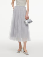 [Preview] Elastic Waist A-Line Pleated Women Mesh Skirt GOELIA