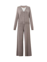 [Preview] Mock-Layered Knit Top And Pants Two-Piece Set GOELIA