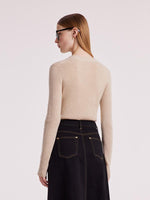 Beige Seamless Cashmere Lady Cardigan GOELIA