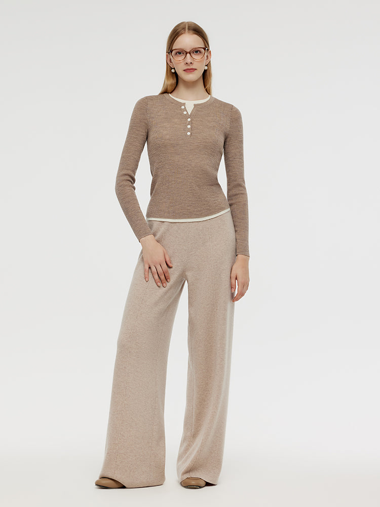 100% Wool Patchwork Women Knit Top GOELIA