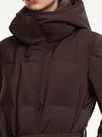 Quilted Hooded Goose Down Wrap Overcoat GOELIA
