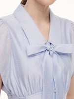 Tencel Acetate Blend Ruffle Cap Sleeve Women Maxi Dress With Ribbon GOELIA