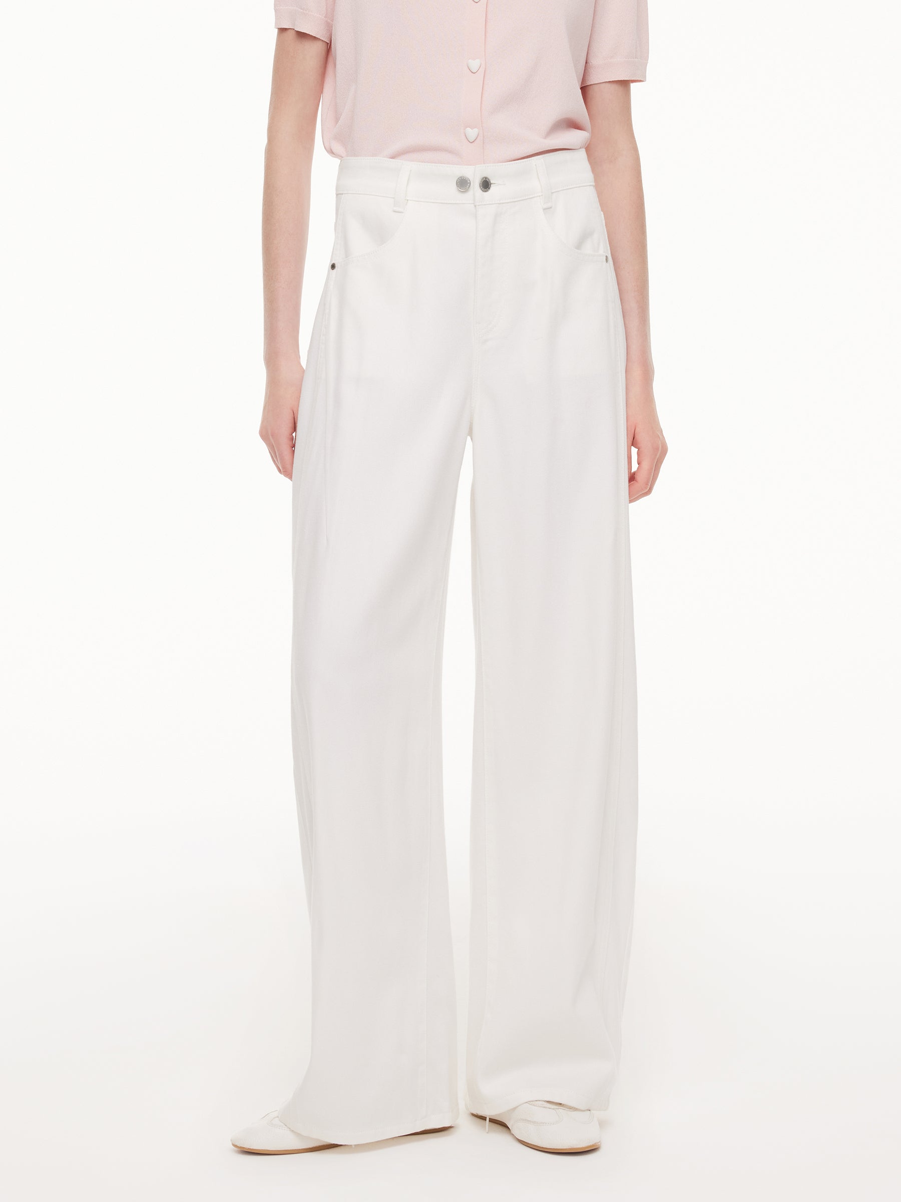 Lyocell Cotton Blend Adjustable Waist Women Curved-Leg Jeans GOELIA