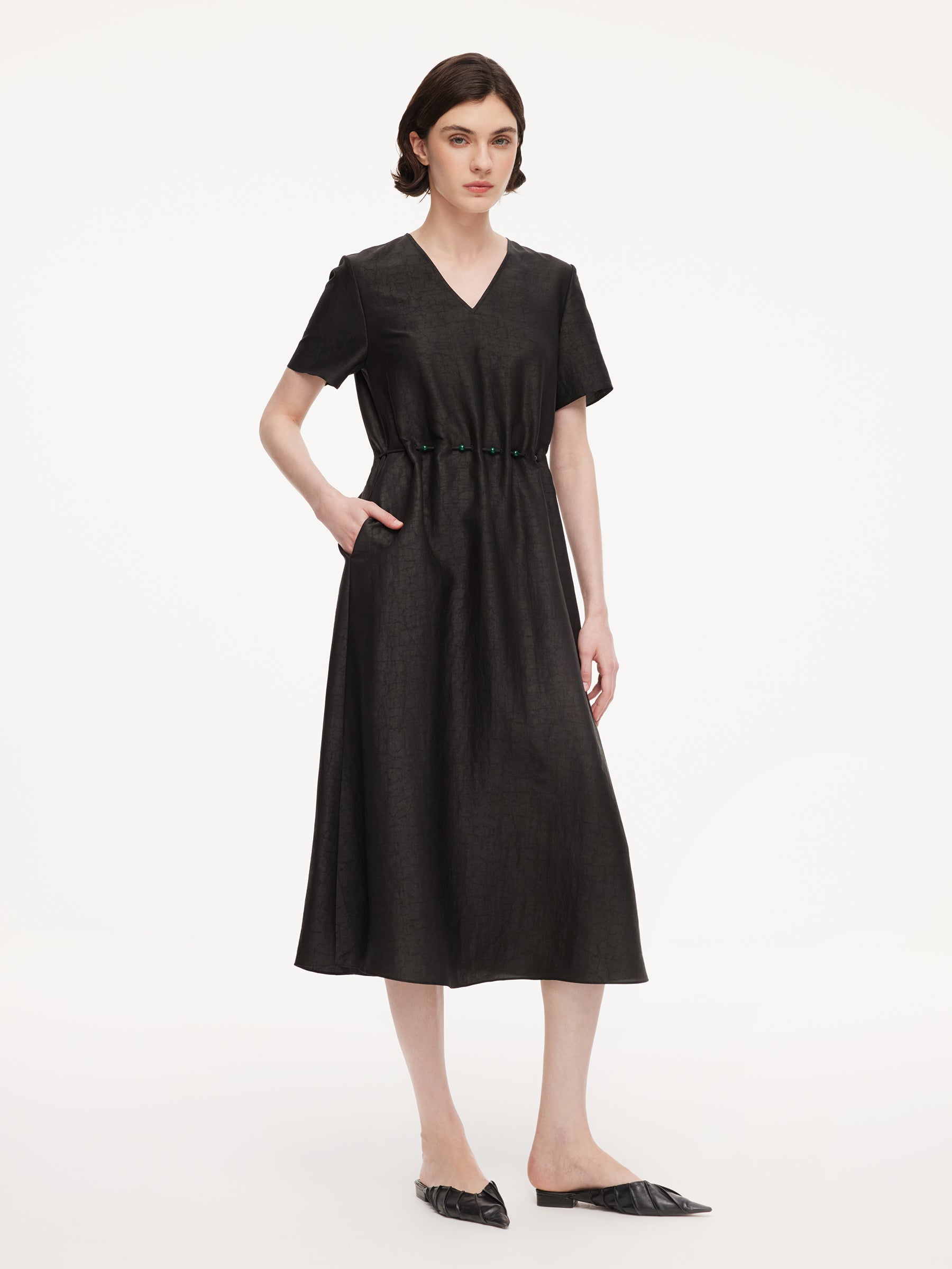 18MM Gambiered Canton Gauze Women Agate-Inspired Belted Maxi Dress GOELIA