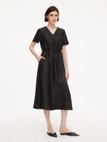 18MM Gambiered Canton Gauze Women Agate-Inspired Belted Maxi Dress GOELIA
