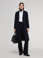 100% Wool Double-Faced Gathered Waist Women Overcoat GOELIA