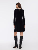 Velvet Sequined Round Neck Women Mini Dress GOELIA