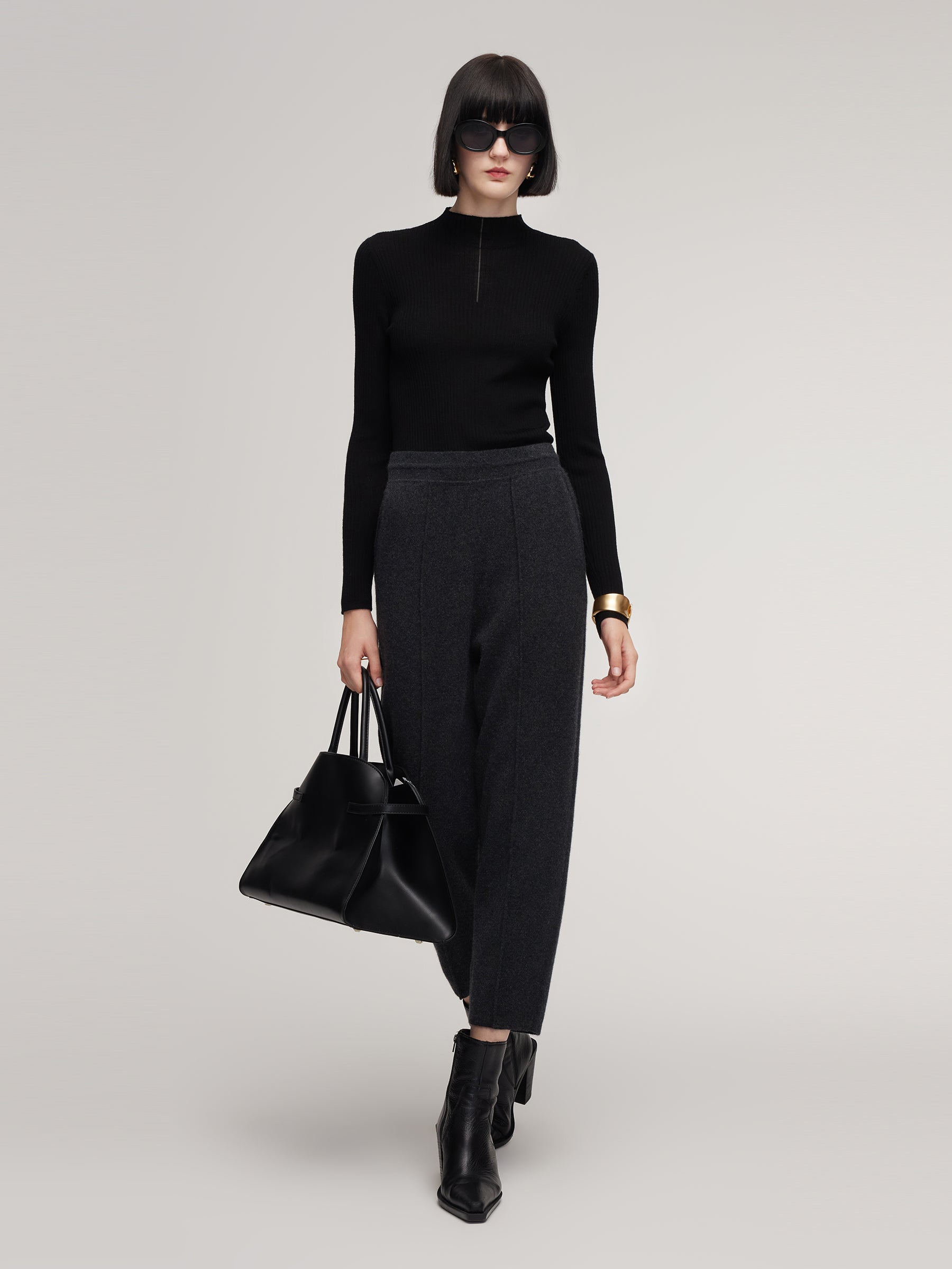 100% Cashmere Women Carrot Fit Pants GOELIA