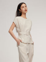 100% Linen Blouse And Pants Two-Piece Set GOELIA