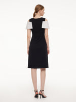 Color Block Cold Shoulder Women Patchwork Side Slit Knit Midi Dress GOELIA