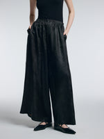 19MM Gambiered Canton Gauze Women Jacquard Straight Leg Pants GOELIA