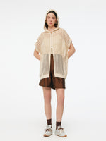 Sequins Stretch Zip-Up Women Openwork Hooded Cardigan GOELIA