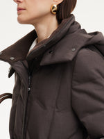 Diamond Quilted Hooded Long Goose Down Wrap Coat GOELIA