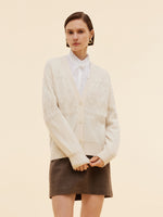 100% Wool Jacquard Women Cardigan GOELIA