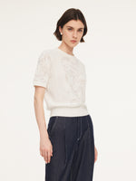 Lace Jacquard Round Neck Women Knit Top GOELIA