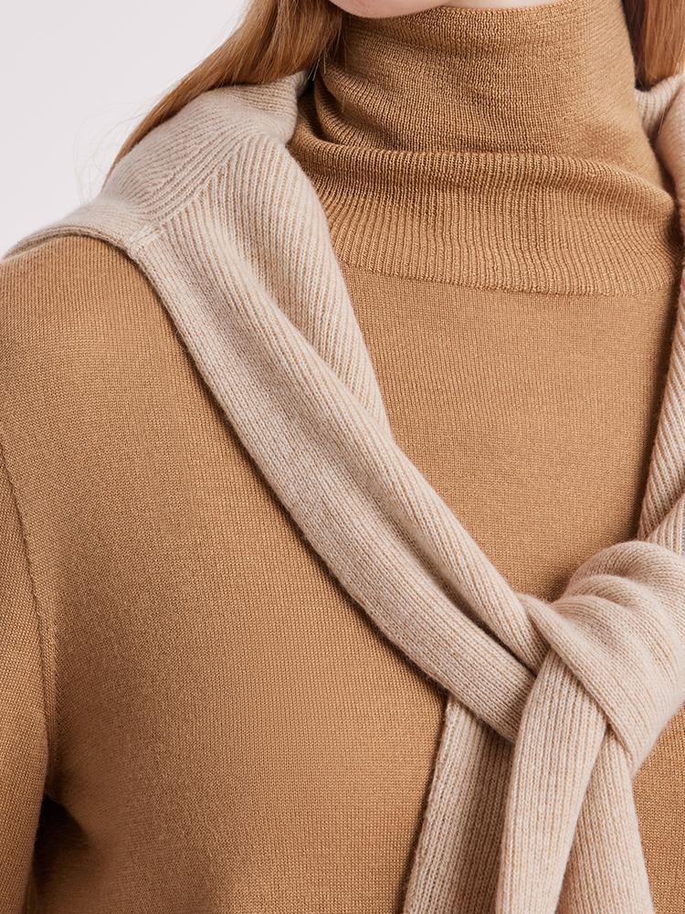 Machine Washable Wool Seamless Turtleneck Women Sweater GOELIA