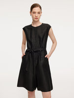 18MM Gambiered Canton Gauze Women Belted Romper GOELIA