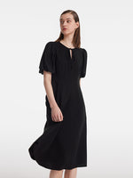 Acetate Gathered Waist Women Midi Dress GOELIA