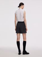 Worsted Wool Blend Pleated A-Line Women Culotte Skirt GOELIA