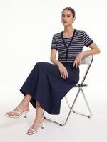 Tencel Blend Stripe Cardigan And Patchwork Strap Dress Two-Piece Set GOELIA