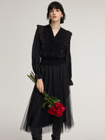 Tencel Wool Blend Long Sleeve Knit Top And Sequins Skirt Two-Piece Set GOELIA