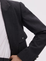 Worsted Wool Blend Notched Collar Women Blazer GOELIA