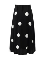 16 Momme Mulberry Silk Polka Dots Printed A-Line Women Half Skirt GOELIA