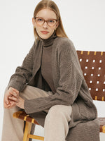 Machine Washable Wool Women Long Cardigan GOELIA