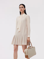Pleated Sleeveless Mini Dress And Shirt Two-Piece Set With Ribbon GOELIA
