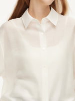 Tencel Acetate Linen Blend Women Sheer Oversized Shirt & Camisole Two-Piece Set GOELIA