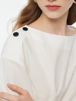 Boat Neck 3/4 Sleeve Women Blouse With Belt GOELIA