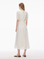 Tencel Blend Pleated Women Loose A-Line Maxi Dress GOELIA