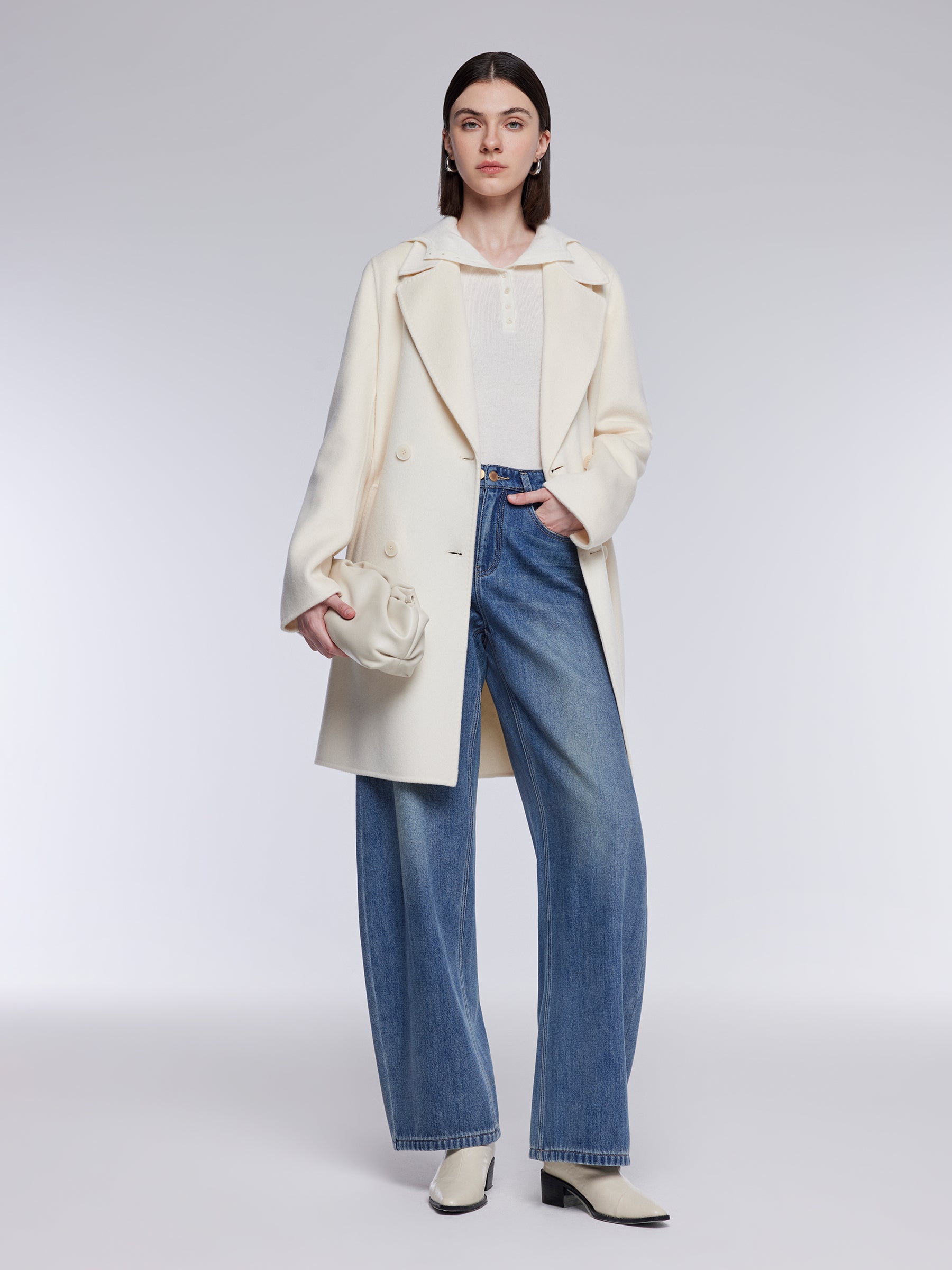 [Preview] 100% Cotton Denim Fleece Lined Women Curved Jeans GOELIA