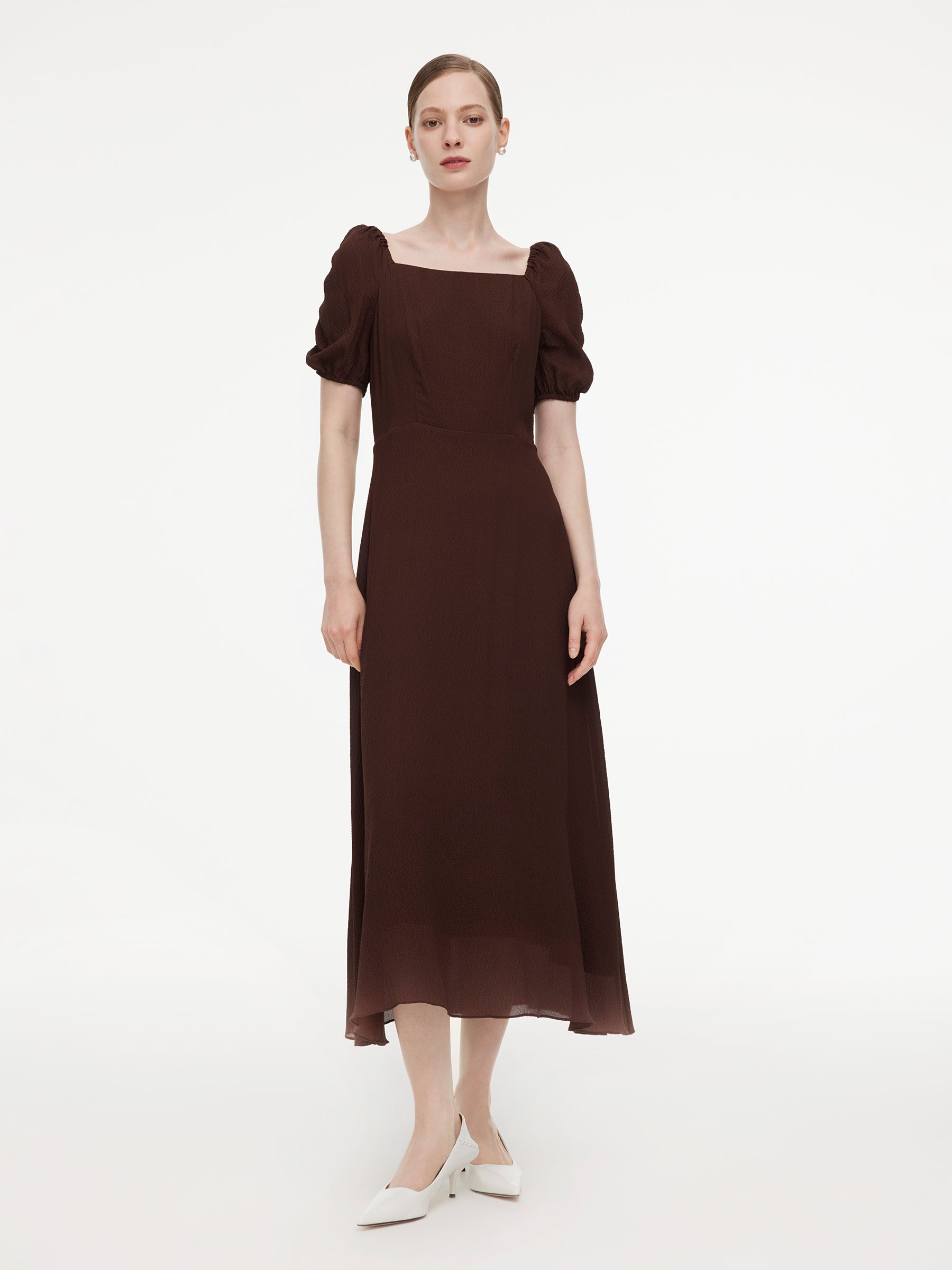 10.5 MM Mulberry Silk Square Neck Women Maxi Dress GOELIA