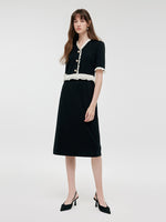 Ruffle Patchwork Women Midi Dress GOELIA