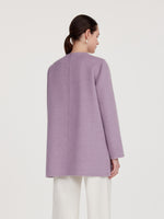 100% Wool Double-Faced Women Coat With Fringe Scarf GOELIA
