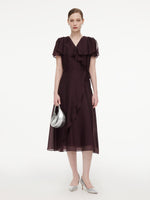 Ruffled Sleeve Women Wrap Maxi Dress GOELIA