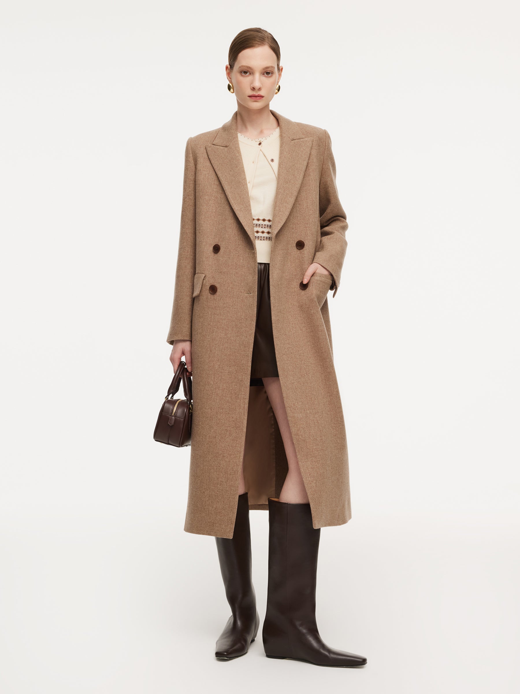 Washable Wool Cashmere Blend Women Overcoat GOELIA