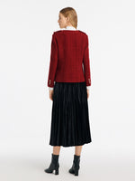 V-Neck Single-Breasted Tweed Women Jacket GOELIA