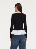 Ruffle Hem Long Sleeve Women Knit T-Shirt GOELIA