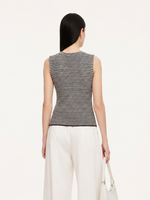 Cotton Blend Black And White Stripe Women Knit Vest GOELIA