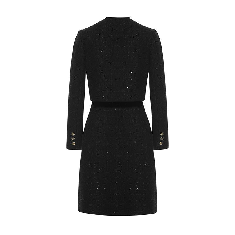 Tweed Fake Two-piece Tailored Wool Dress GOELIA