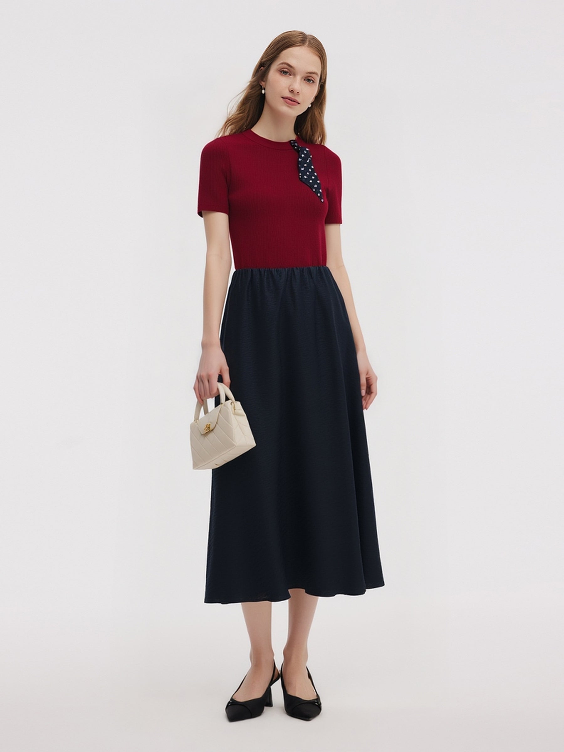 Tencel Blend Burgundy Women Knit Top GOELIA