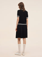 Tencel Blend Openwork Knit Top And Pleated Skirt Two-Piece Set GOELIA