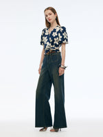 Floral Print Twist Front Women Top GOELIA