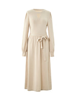 [Preview] Lyocell Wool Blend A-Line Women Belted Maxi Dress GOELIA