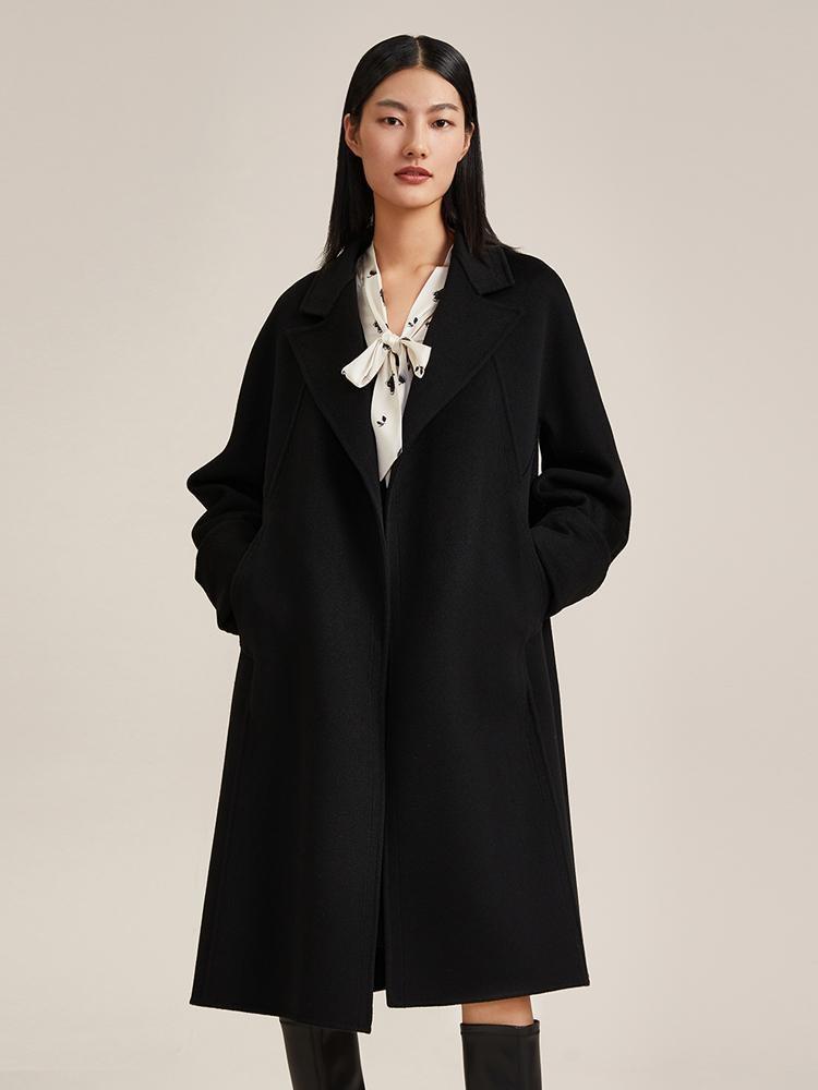 Black 100% Cashmere Classic Coat GOELIA